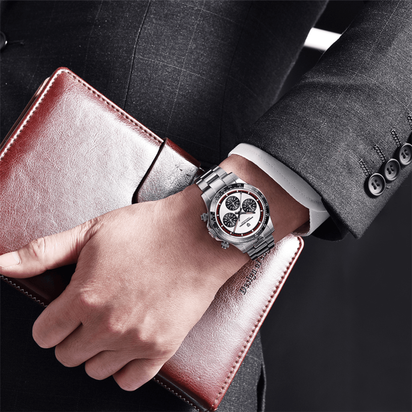 Pagani Design PD-1676 Paul Newman Chronograph Luxury Waterproof Movement (Japanese VK63) | Stainless Steel Men's 40MM Watch - White Dial