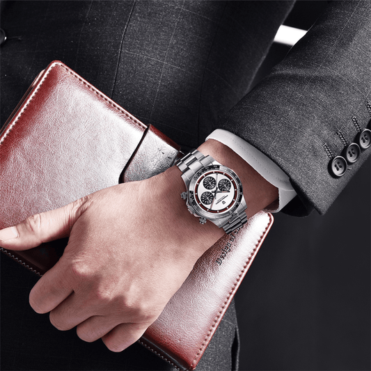 Pagani Design PD-1676 Paul Newman Chronograph Luxury Waterproof Movement (Japanese VK63) | Stainless Steel Men's 40MM Watch - White Dial