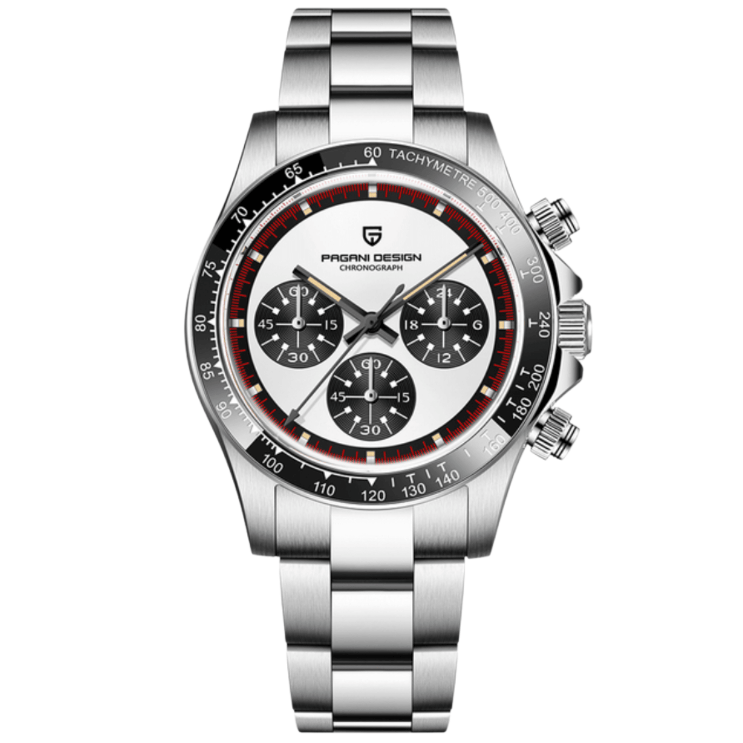 Pagani Design PD-1676 Paul Newman Chronograph Luxury Waterproof Movement (Japanese VK63) | Stainless Steel Men's 40MM Watch - White Dial