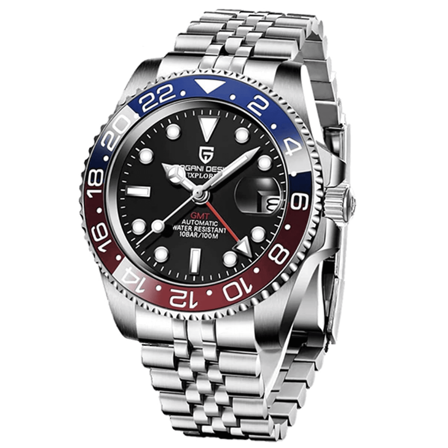 Pagani Design PD-1662 Seiko NH34 Movement equipped with AR AF Anti-Radiation Coating Automatic Watch Stainless Steel Men's (Pepsi - Jubilee Bracelet)