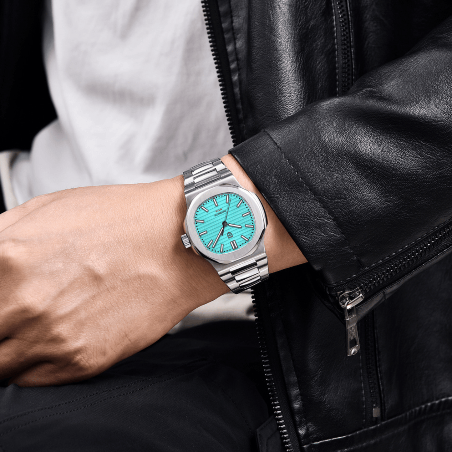 Pagani Design PD-1728 Nautilus Homage Automatic Movement (ST6) | Stainless Steel Dial Men's 40MM Watch | Tiffany Blue Dial