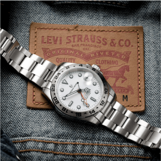 Pagani Design PD-1762 Seiko NH34 Movement equipped with AR AF Anti-Radiation Coating Automatic Watch Stainless Steel Men's (GMT Explorer II - White)